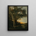 Solnedgang med en løvinne - Jean-Baptiste-Camille Corot — indrammet kunstværk på væggen