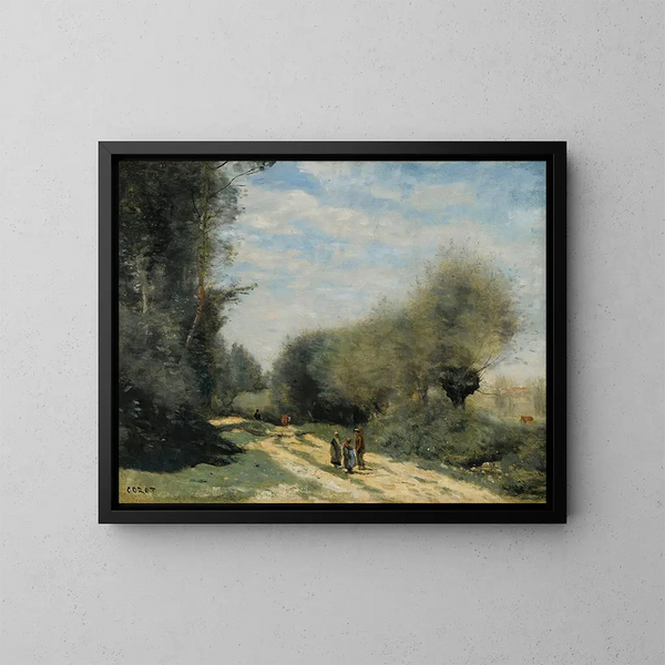 Rute i landskabet ved Crcy-en-Brie - Jean-Baptiste-Camille Corot — indrammet kunstværk på væggen