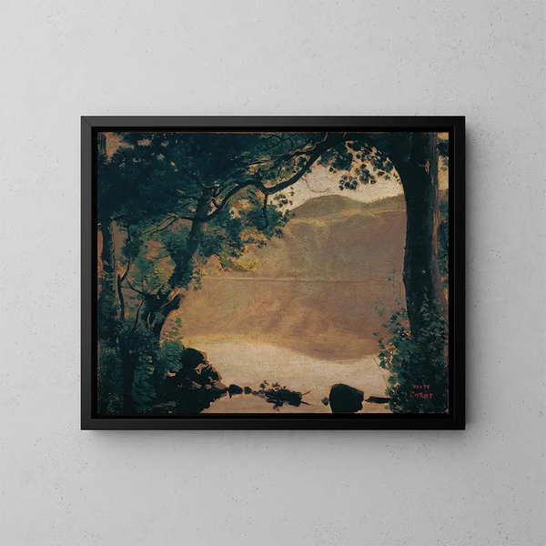 Le lac de Nemi - Jean-Baptiste-Camille Corot — indrammet kunstværk på væggen