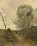 Environs d'Arleux Bønder, der fører en ko til græsning, morgenlys-effekt - Jean-Baptiste-Camille Corot — visning af kunstværket