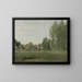 Environs de Mantes, små huse skjult i træerne nær vandkanten - Jean-Baptiste-Camille Corot — indrammet kunstværk på væggen