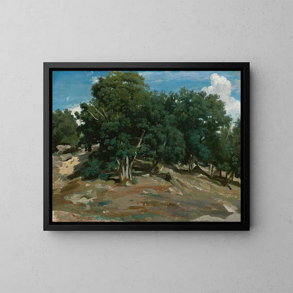 Fontainebleau-asketræerne ved BasBrau - Jean-Baptiste-Camille Corot — indrammet kunstværk på væggen