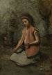 en ung pige, der fletter en krans - Jean-Baptiste-Camille Corot — visning af kunstværket
