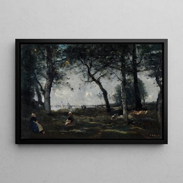 Honfleur - Jean-Baptiste-Camille Corot — indrammet kunstværk på væggen
