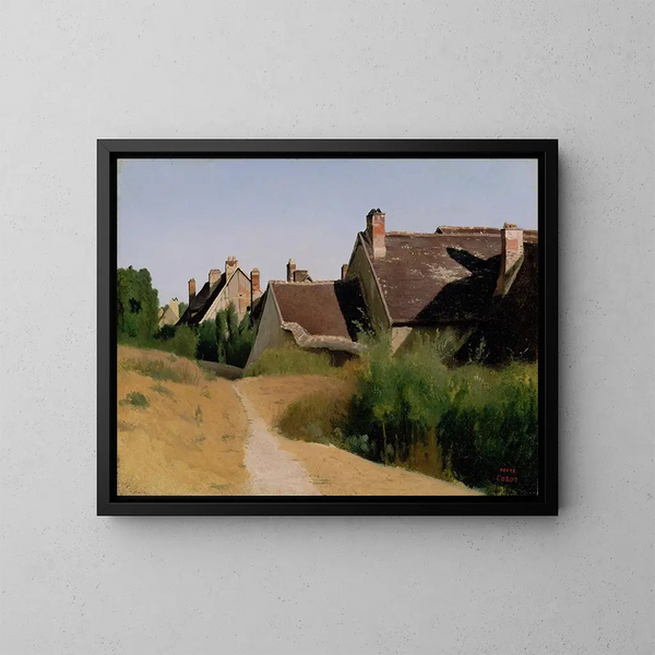 "Maisons aux environs d'Orléans" - Jean-Baptiste-Camille Corot — indrammet kunstværk på væggen