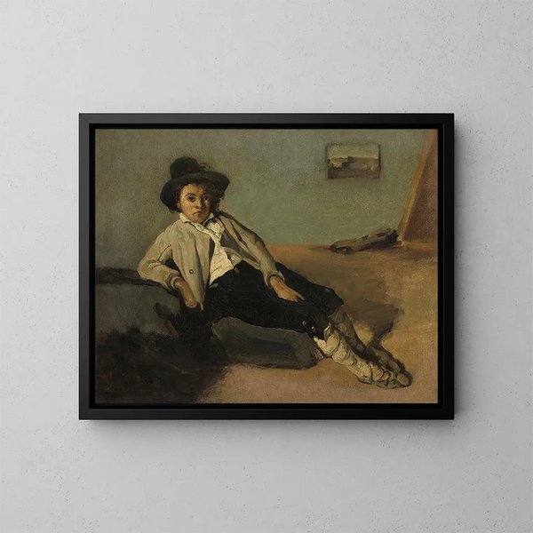 Dreng bonde italiensk - Jean-Baptiste-Camille Corot — indrammet kunstværk på væggen
