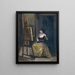 en ung kvinde, der spiller på mandolin - Jean-Baptiste-Camille Corot — indrammet kunstværk på væggen