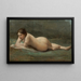 en ung kvinde liggende på græsset - Jean-Baptiste-Camille Corot — indrammet kunstværk på væggen