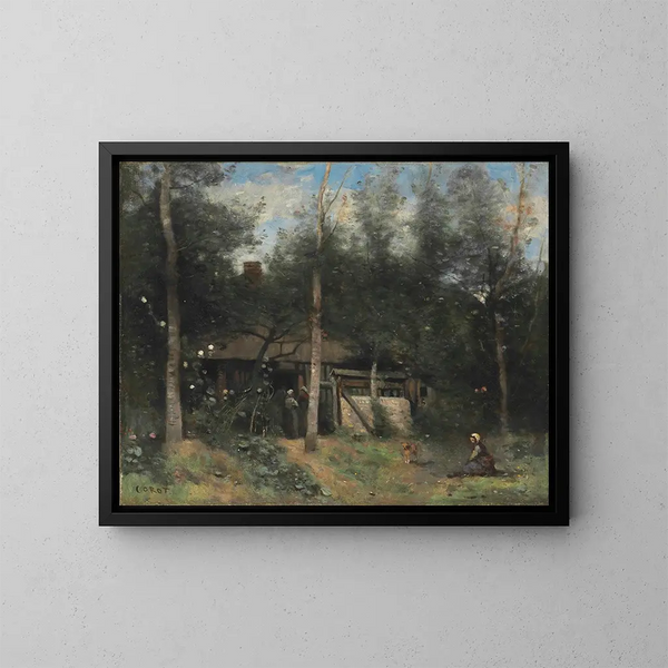 La Chaumière aux sureaux, Normandiet - Jean-Baptiste-Camille Corot — indrammet kunstværk på væggen