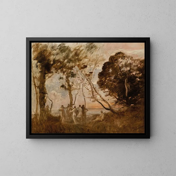 La Danse des nymphes - Jean-Baptiste-Camille Corot — indrammet kunstværk på væggen