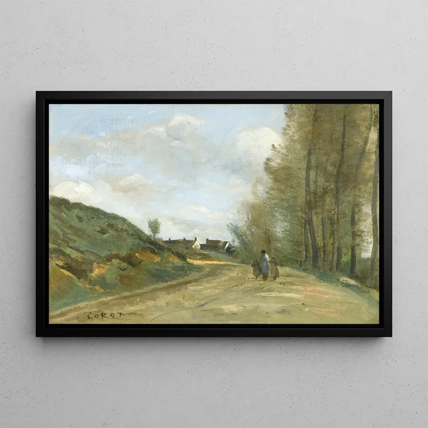 La Route de Gouvieux près de Chantilly - Jean-Baptiste-Camille Corot — indrammet kunstværk på væggen