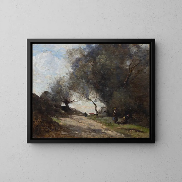 La høst ved vejkanten - Jean-Baptiste-Camille Corot — indrammet kunstværk på væggen
