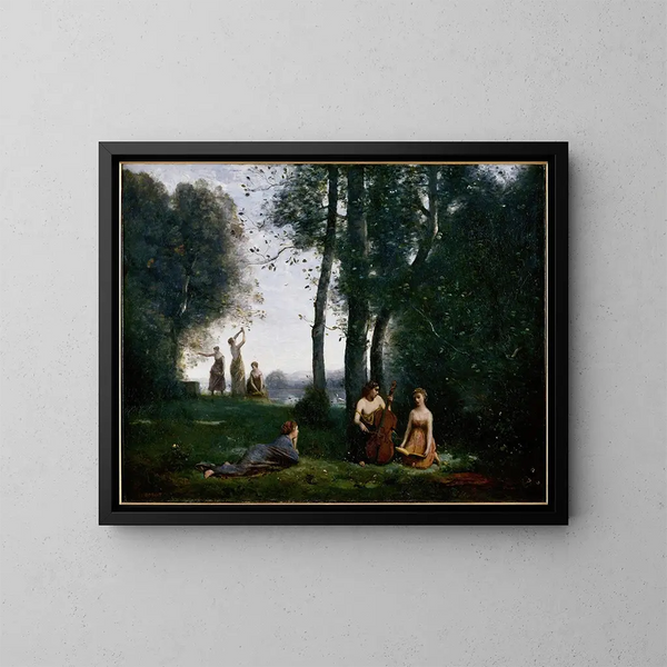 Le Concert champêtre - Jean-Baptiste-Camille Corot — indrammet kunstværk på væggen