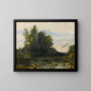 Le Torrent pierreux - Jean-Baptiste-Camille Corot — indrammet kunstværk på væggen