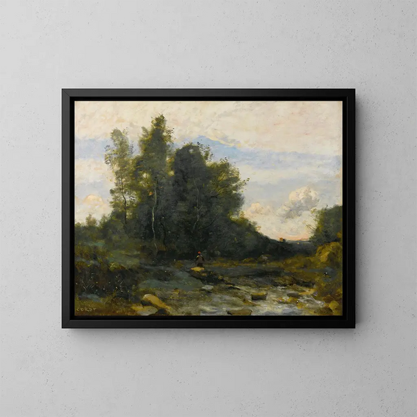 Le Torrent pierreux - Jean-Baptiste-Camille Corot — indrammet kunstværk på væggen