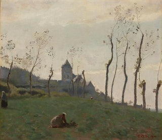 Le Tréport, en havn og en kirke - Jean-Baptiste-Camille Corot — visning af kunstværket