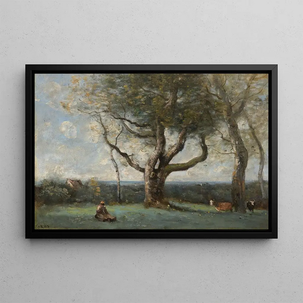 Le gros arbre, environs de Gournay - Jean-Baptiste-Camille Corot — indrammet kunstværk på væggen