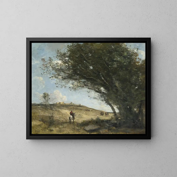 Les Gaulois - Jean-Baptiste-Camille Corot — indrammet kunstværk på væggen