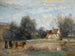 Luzancy Maleri, små bondegårde ved vandkanten - Jean-Baptiste-Camille Corot — visning af kunstværket