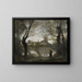 Mantes ved skumringen - Jean-Baptiste-Camille Corot — indrammet kunstværk på væggen