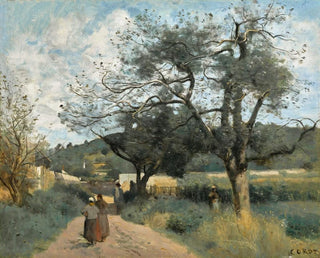 Marcoussis-maleri, vej gennem markerne - Jean-Baptiste-Camille Corot — visning af kunstværket
