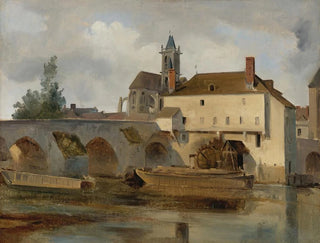Moret-sur-Loing, broen og kirken - Jean-Baptiste-Camille Corot — visning af kunstværket