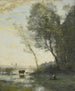 Landmandsmaleri med en ko ved vandkanten - Jean-Baptiste-Camille Corot — visning af kunstværket