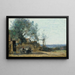 landsbybeboere, der sidder ved døren til en cabaret - Jean-Baptiste-Camille Corot — indrammet kunstværk på væggen
