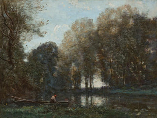 Pêcheur amarré sur la rive verte - Jean-Baptiste-Camille Corot — visning af kunstværket
