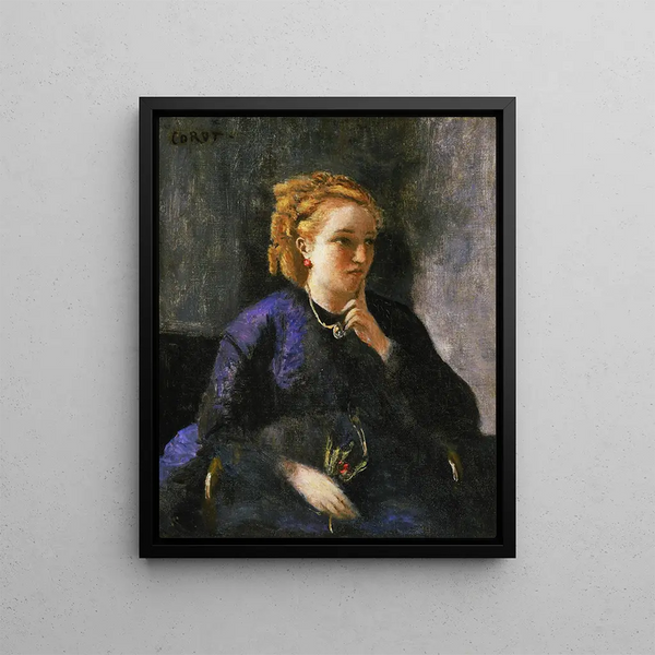 Portrait af en kvinde - Jean-Baptiste-Camille Corot — indrammet kunstværk på væggen