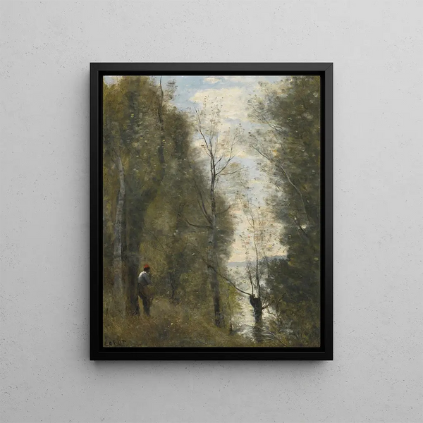 Prairies inondées set gennem buskads - Jean-Baptiste-Camille Corot | Reproduction — indrammet kunstværk på væggen