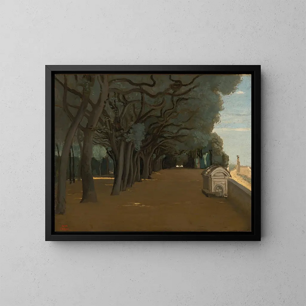 Terrasse de la Villa Pamphili à Rom - Jean-Baptiste-Camille Corot — indrammet kunstværk på væggen