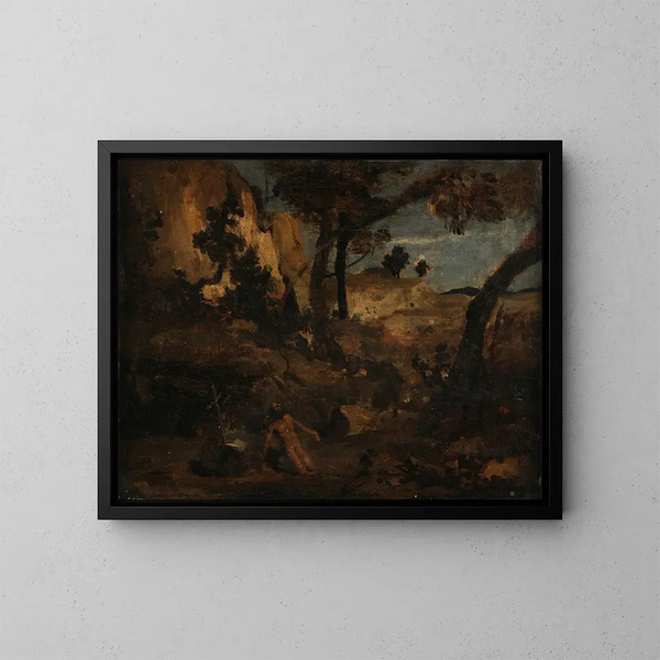 Saint Jérôme - Jean-Baptiste-Camille Corot — indrammet kunstværk på væggen