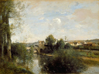 Seine og gammel bro i Limay - Jean-Baptiste-Camille Corot — visning af kunstværket