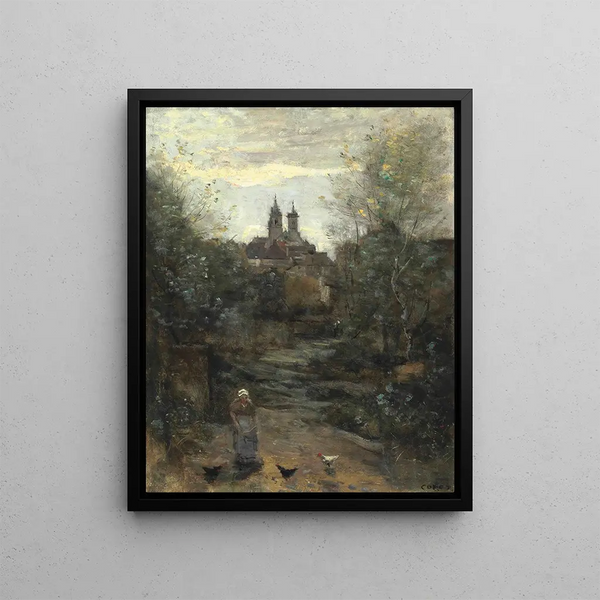 Semur Le Chemin De L'église - Jean-Baptiste-Camille Corot — indrammet kunstværk på væggen