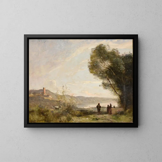 Souvenir des rives méditerranéennes - Jean-Baptiste-Camille Corot — indrammet kunstværk på væggen