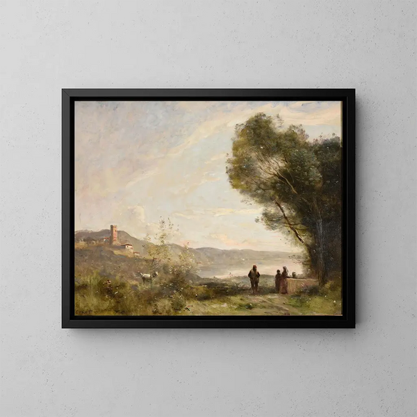 Souvenir des rives méditerranéennes - Jean-Baptiste-Camille Corot — indrammet kunstværk på væggen