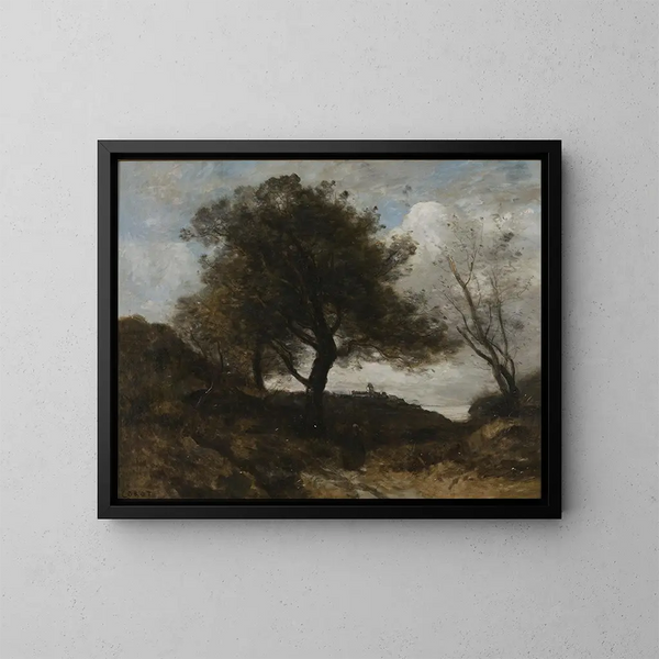 Souvenir de Normandie - Jean-Baptiste-Camille Corot — indrammet kunstværk på væggen