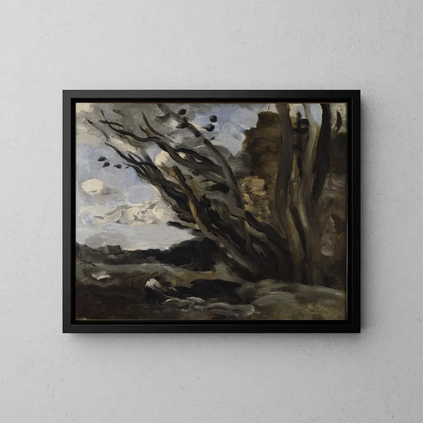 L'Explosion - Jean-Baptiste-Camille Corot — indrammet kunstværk på væggen