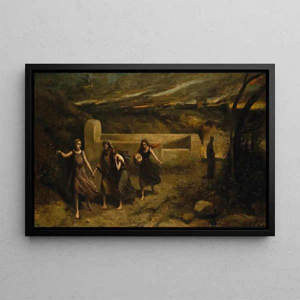 L'incendie de Sodome - Jean-Baptiste-Camille Corot — indrammet kunstværk på væggen