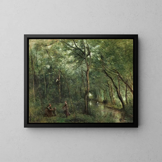 Les Ramasseurs d'anguille - Jean-Baptiste-Camille Corot — indrammet kunstværk på væggen