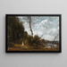 Tre landbrugere nær en skov - Jean-Baptiste-Camille Corot — indrammet kunstværk på væggen
