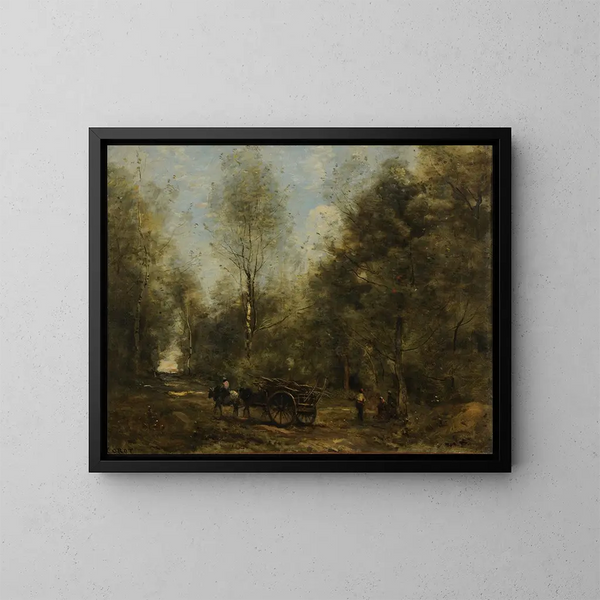 En allé i skoven i Wagnonville - Jean-Baptiste-Camille Corot — indrammet kunstværk på væggen