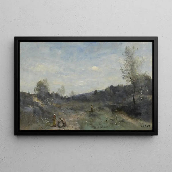Vallons défrichés - Jean-Baptiste-Camille Corot — indrammet kunstværk på væggen