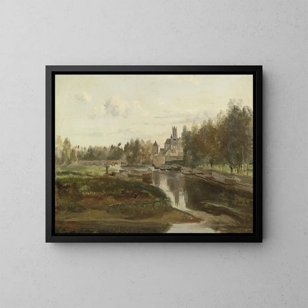 Vue de Moret-sur-Loing - Jean-Baptiste-Camille Corot — indrammet kunstværk på væggen