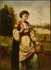 Kvindemaleri med en vandkande - Jean-Baptiste-Camille Corot — visning af kunstværket