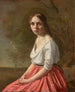 den unge kvinde i lyserød nederdel - Jean-Baptiste-Camille Corot — visning af kunstværket
