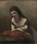en ung kvinde, der hviler på en pude - Jean-Baptiste-Camille Corot — visning af kunstværket