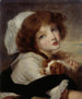 Portræt af lille pige med lille hund - Jean-Baptiste Greuze — visning af kunstværket
