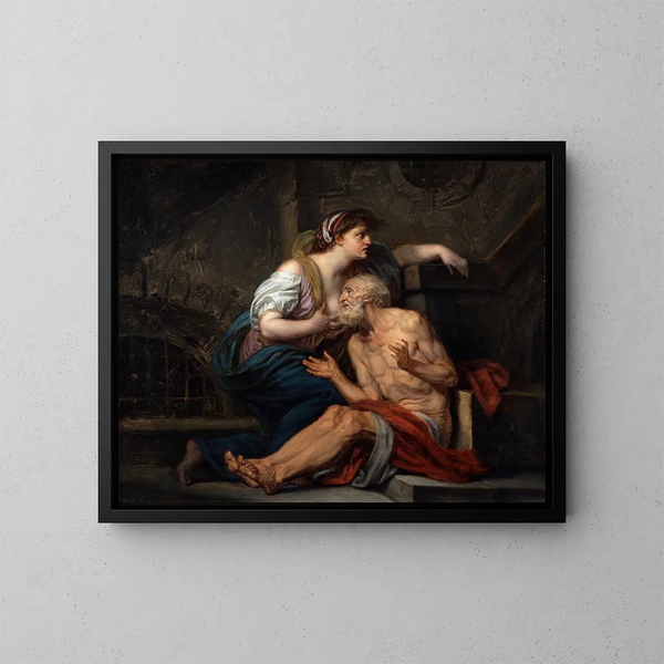 La Charité romaine - Jean-Baptiste Greuze — indrammet kunstværk på væggen